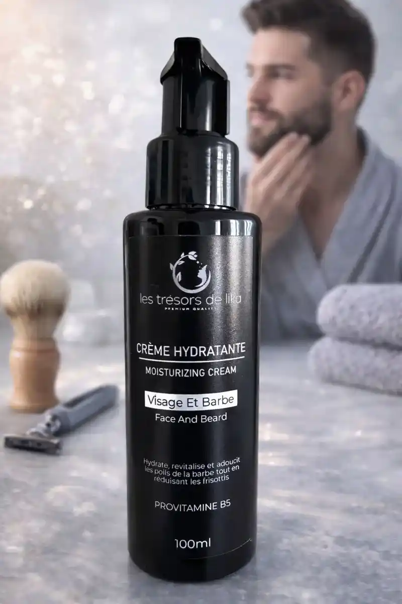 crème hydratante visage barbe,crème barbe homme,provitamine b5 panthénol,crème visage homme,soin barbe hydratant,crème visage peau sensible,hydratation barbe