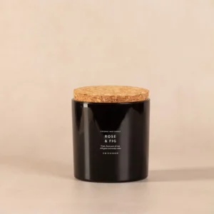 Bougie noire parfumée rose et figue – Douceur florale et gourmandise élégante 350 g
