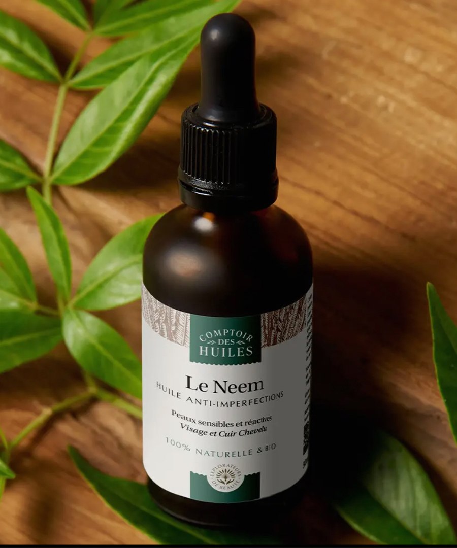 huile de neem bio,huile neem visage,soin anti-imperfections naturel,huile peau acnéique,huile purifiante visage,cosmétique ayurvédique,Huile de Neem BIO – Soin visage purifiant,Soin visage purifiant et rééquilibrant 50 ml,réduire les imperfections,rééquilibrer les peaux grasses naturellement