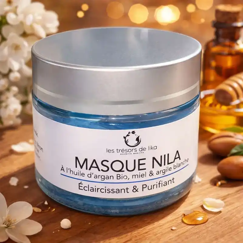 masque nila visage,nila cosmétique,masque visage naturel,huile d’argan bio visage,masque argile blanche,soin visage éclat,masque hydratant visage,Éclat & douceur (50ml),argile blanche,huile d'argan bio