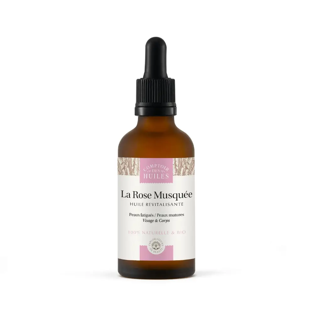 huile de rose musquée bio,huile cicatrices visage,huile anti âge naturelle,huile vergetures,soin peau mature naturel,huile régénérante visage,régénérer la peau,atténuer cicatrices,taches,et prévenir le vieillissement cutané.,Régénérante,anti-âge et éclat naturel 50 ml